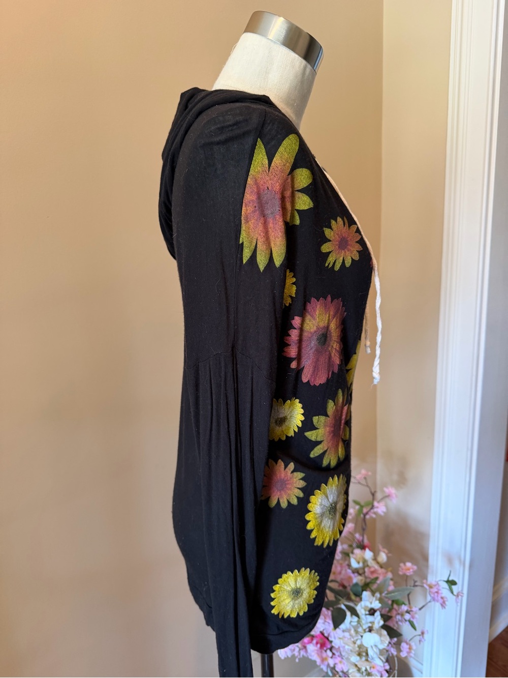 Ginger G Black Hoodie with Yellow & Orange Floral Print - Picture 5 of 8